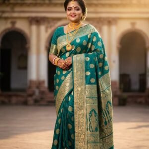 Royal Teal Banarasi Silk Saree