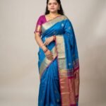 Peacock Blue Kalashetra Saree