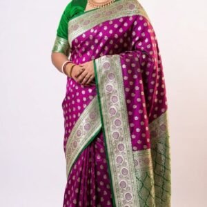 Magenta Katan Benarasi Saree