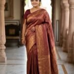 Copper Rose Silk Saree with Rich Golden Zari Weaving