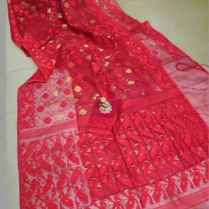 Red and Gold Dhakai Jamdani Saree