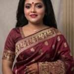 Wine Maroon Bishnupuri Baluchari Pure Silk Saree