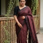 Maroon & Black Printed Pure Cotton Saree