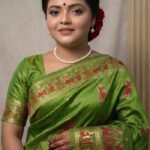 Parrot Green Bishnupuri Baluchari Pure Silk Saree