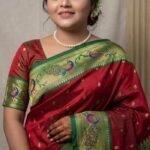 Ruby Red Paithani Pure Silk Saree with Peacock Motifs