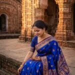 Royal Blue Bishnupuri Swarnachuri Pure Silk Saree