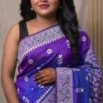 Bishnupuri Pure Silk Saree in Royal Purple