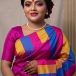 Vibrant Pink Bishnupuri Pure Silk Saree with Multicolor Checked Pallu