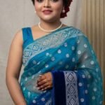 Aqua Blue Jamdani Saree