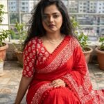 Scarlet Red Pure Cotton Saree