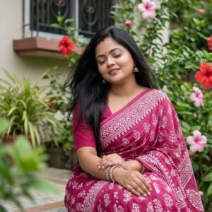 Rose Pink Pure Cotton Saree