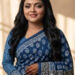 Indigo Blue Pure Cotton Printed Saree