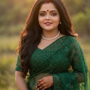 Emerald Green Embroidered Organza Saree