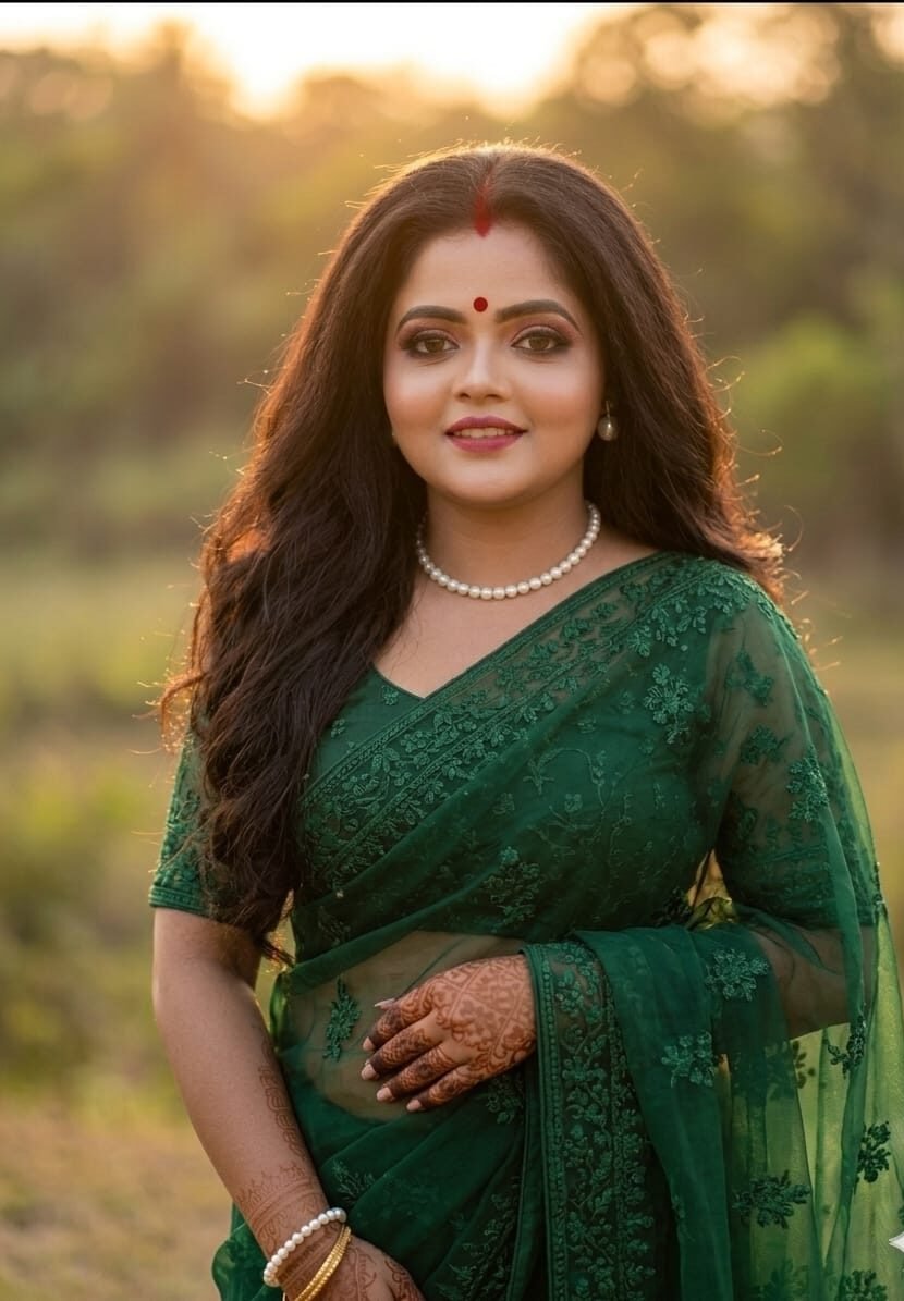 Emerald Green Embroidered Organza Saree