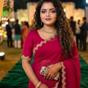 Maroon Georgette Party Wear Saree