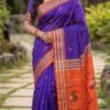 Violet And Orange Combination Bishnupuri Original Kalashetra Silk Saree