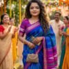 Royal Blue Pure Ghicha Tussar Silk Saree