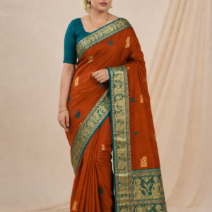 Rust Colour Pure Madurai Cotton Saree