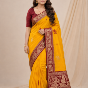 Yellow Colour Pure Madurai Cotton Saree