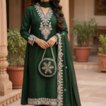 Emerald Green Embroidered Kurta Set with Dupatta