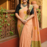 Peach Color Pure Madurai Cotton Saree