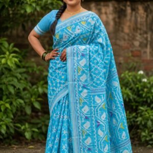 Sky Blue Dhakai Jamdani Saree