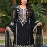Midnight Black Embroidered Kurti Set